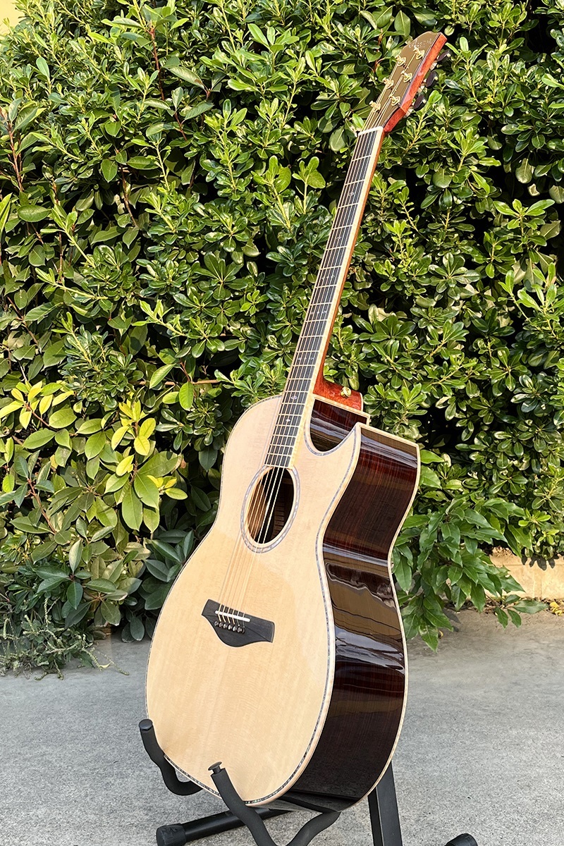 Grand Auditorium Style All Solid Spruce Top Rosewood Body Cutaway Acoustic Guitar