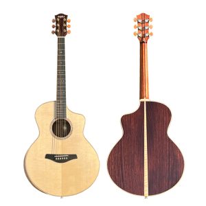 Jumbo Fingerstyle Curly Maple Inlaid Cutaway All Solid Acoustic Guitar