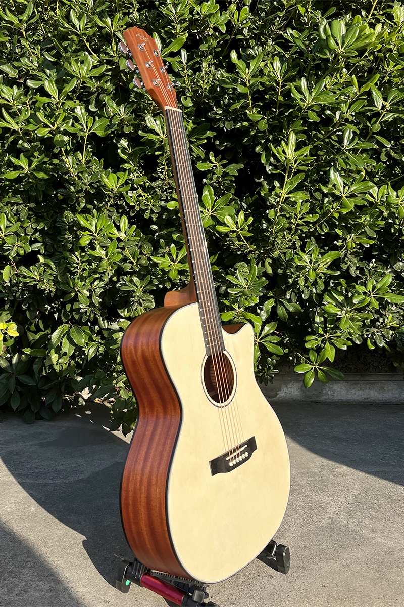 OM Style Matt Spruce Top Mahogany Body Cutaway Acoustic Guitar