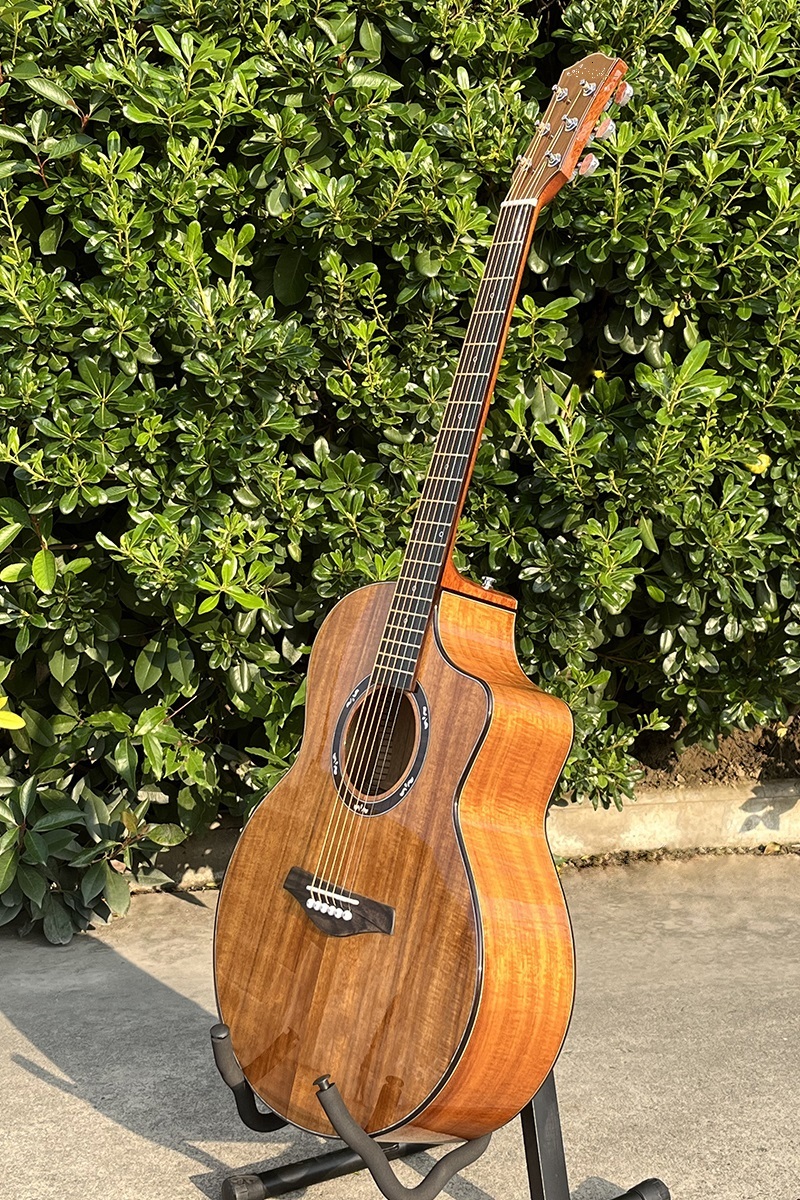 Armrest and Port Side Cutaway Koa Body Jumbo Fingerstyle Acoustic Guitar