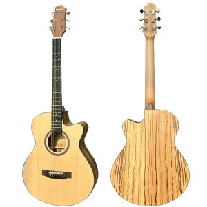 Cutaway OM Style Zebra Solid Spruce Top Acoustic Guitar