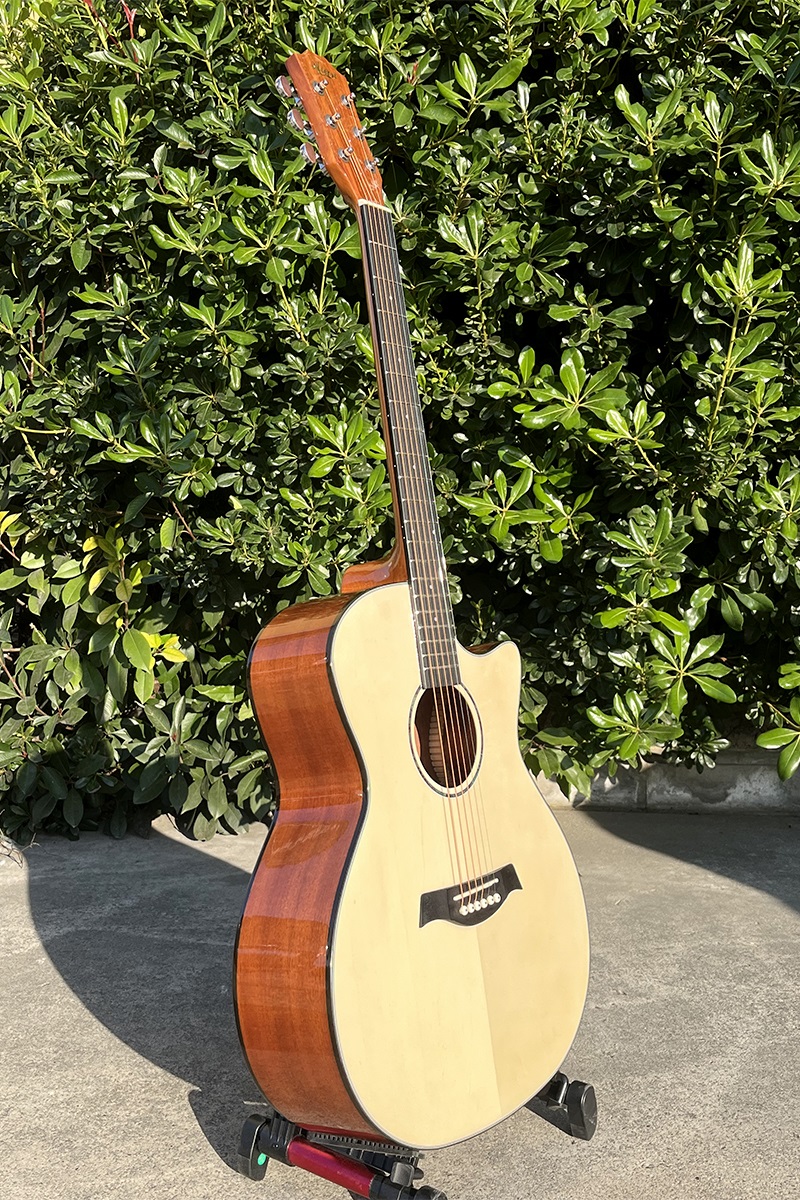 OM Style Glossy Spruce Top Mahogany Body Cutaway Acoustic Guitar
