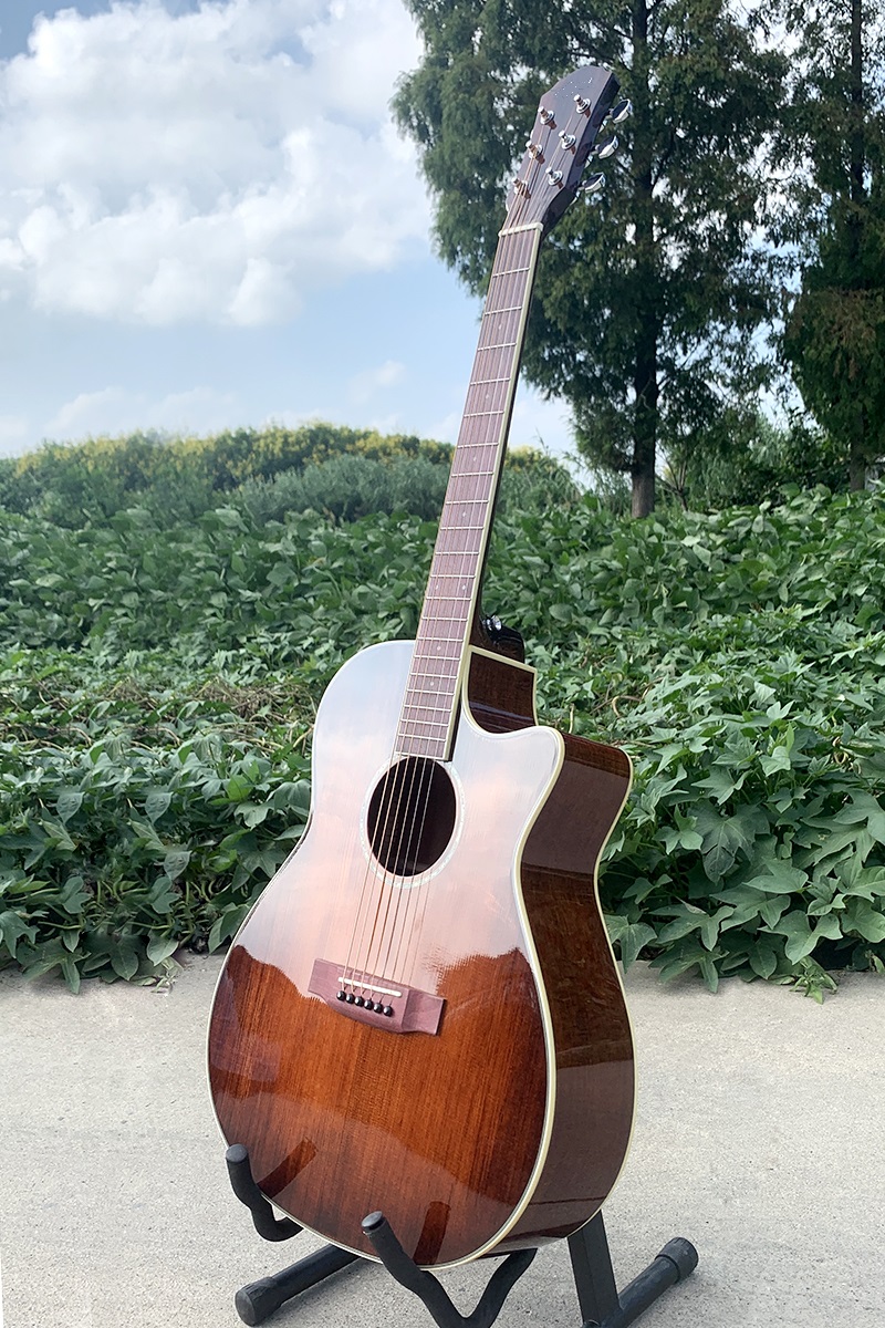 Grand Auditorium Style Vintage Redburst Solid Spruce Top Body Acoustic Guitar