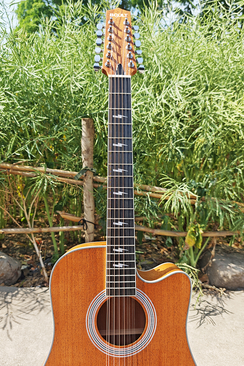 Matt Mahogany 41 Inch Cutaway 12 String Electric Acoustic Guitar - Image 5