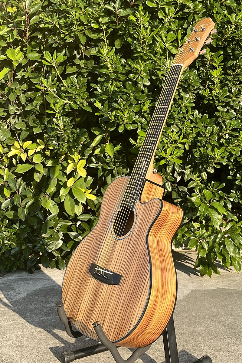 36 Inch Mini Zebrawood Body Cutaway Acoustic Guitar
