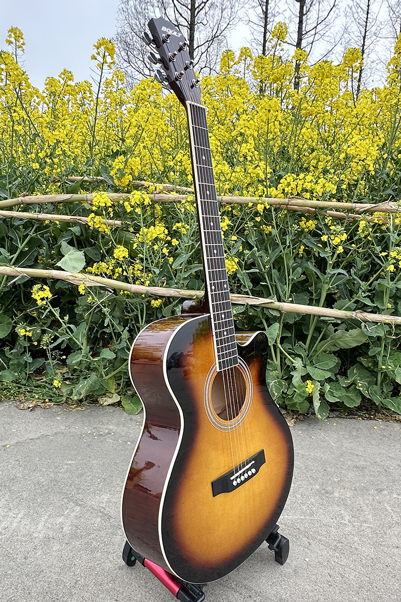 OM style Sunburst Colour GlossyBasswood Acoustic Guitar